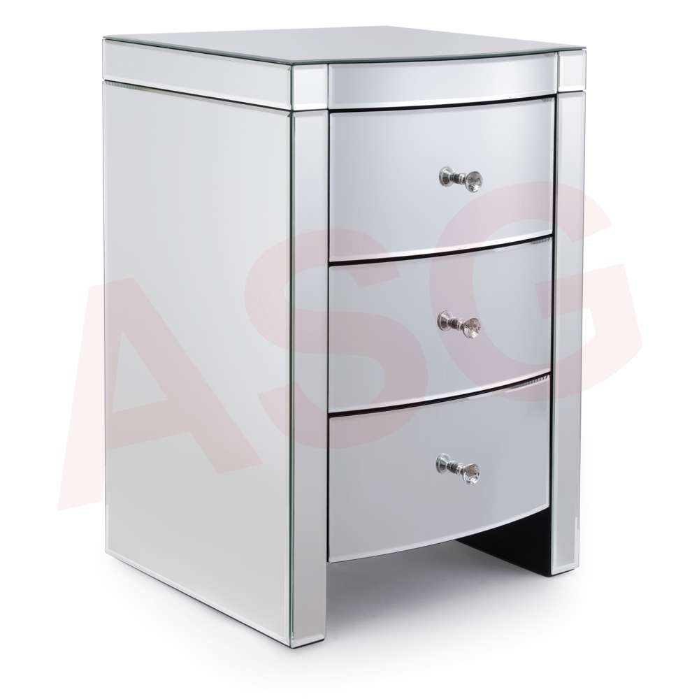 Layla Curved Mirrored Bedside Table