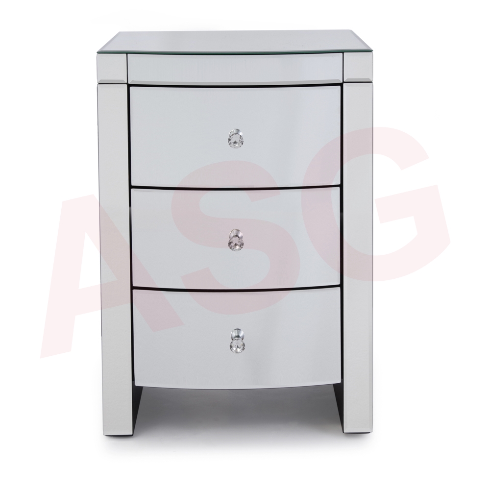 Layla Curved Mirrored Bedside Table
