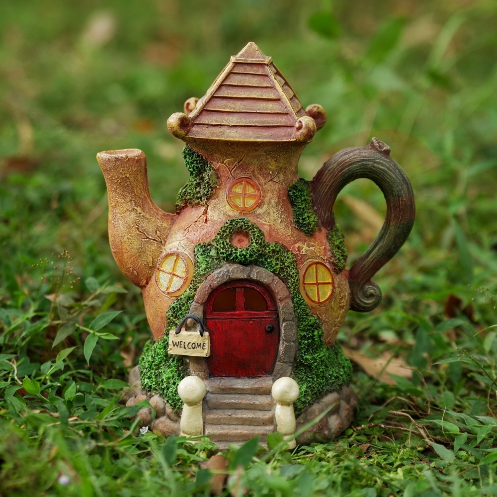 Solar Fairy House Teapot Garden Ornament,