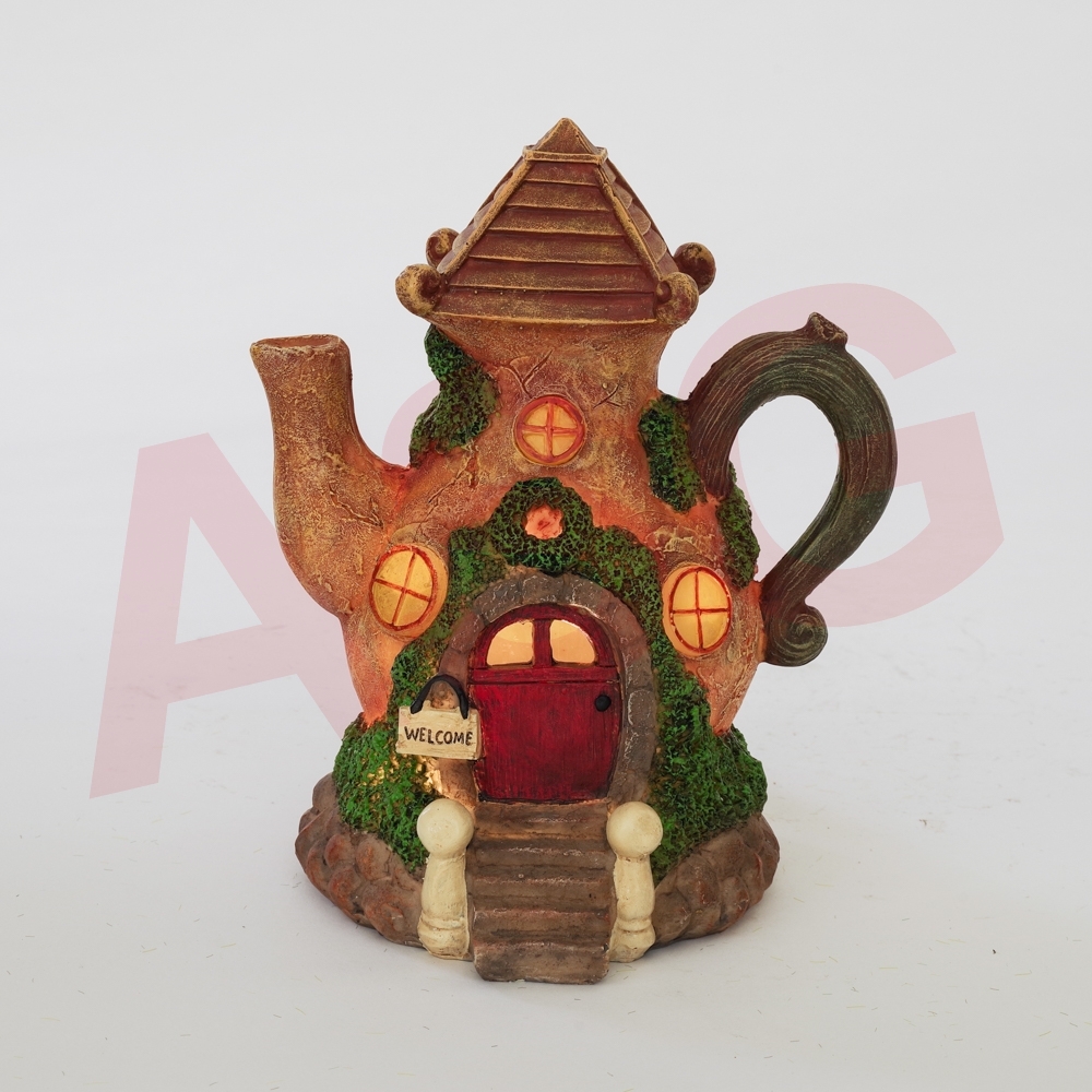 Solar Fairy House Teapot Garden Ornament,