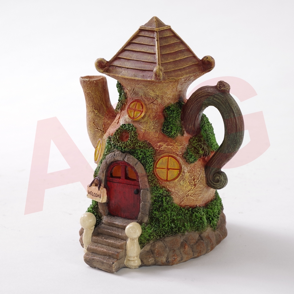 Solar Fairy House Teapot Garden Ornament,