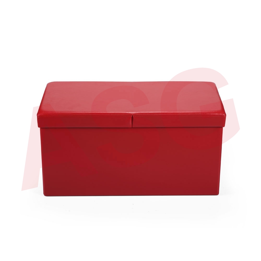 Hereford Range Foldable Large Faux-leather Ottoman-Red