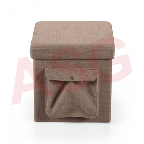Hereford Range Foldable Cube Linen Fabric Ottoman with Pocket-Coffee