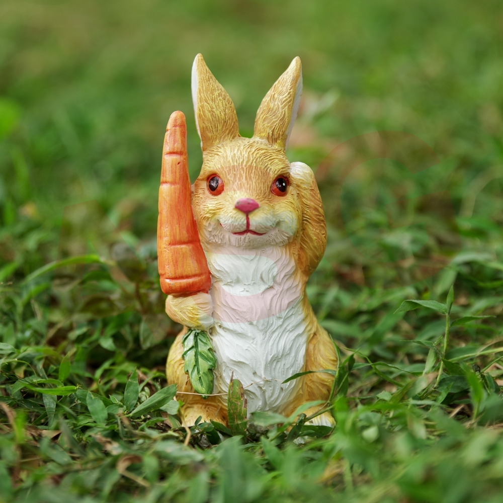 Holding Carrot Rabbit Garden Ornament