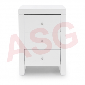 Madison White Glass Bedside Table