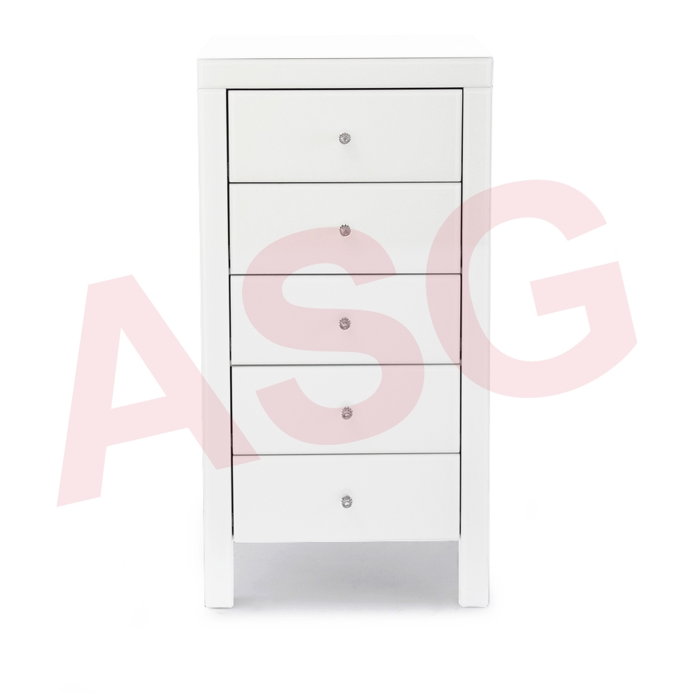 Madison White Glass Chest of Drawers