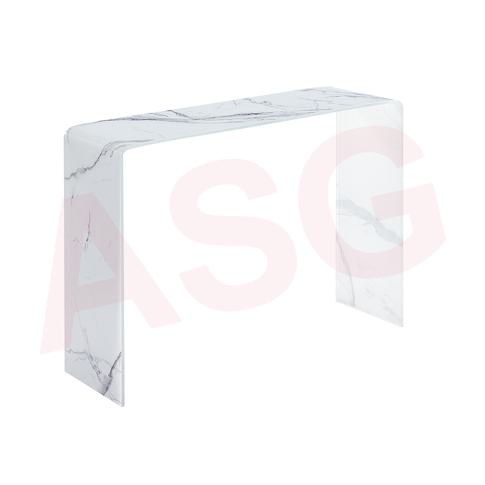 Marble Effect Tempered Glass Console  Tables