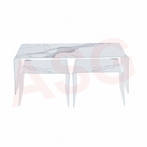 Marble Effect Tempered Glass Nest of Tables