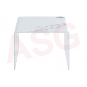 Marble Effect Tempered Glass Side Table