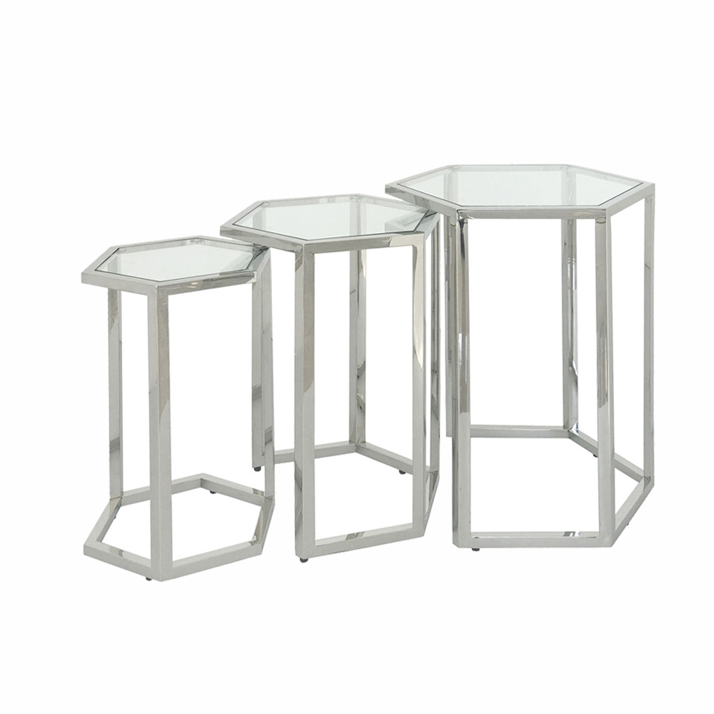 Eclipse Range Silver Hexagon Nest of Tables (3/S)