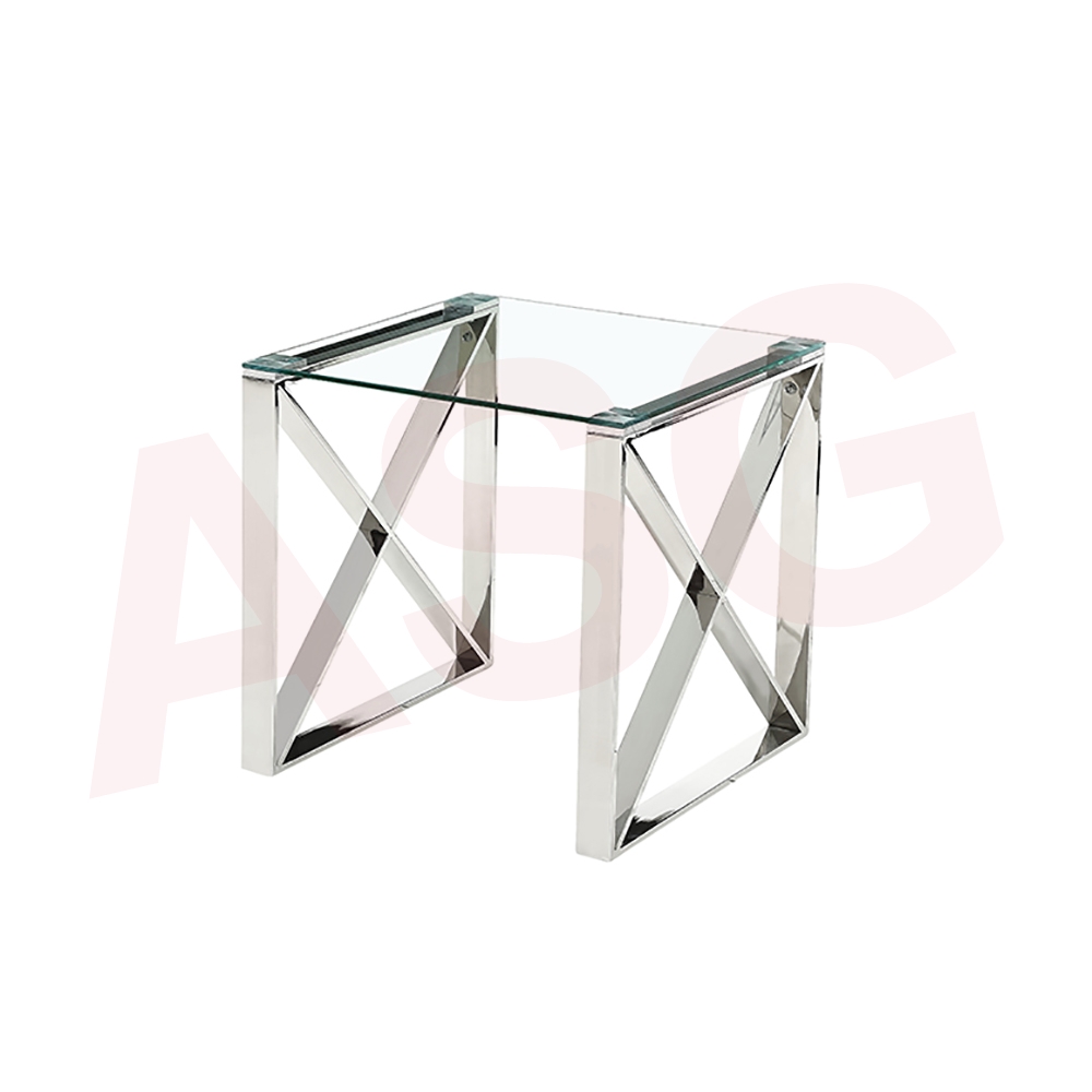 Eclipse Range Side Table Chrome clear glass