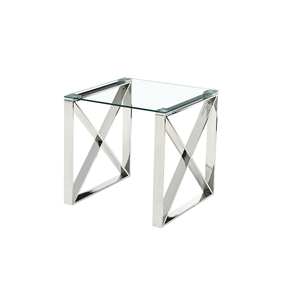 Eclipse Range Side Table Chrome clear glass