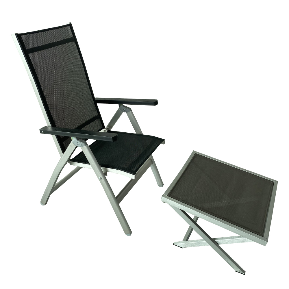 Aluminium Reclining Chair with Stool